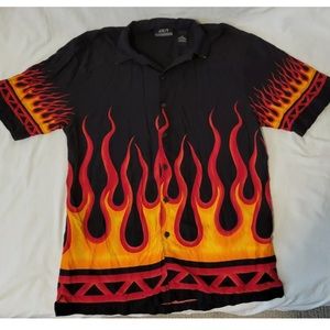 JET Sportswear Mens Flame Button Down Shirt Sz M  Guy Fieri